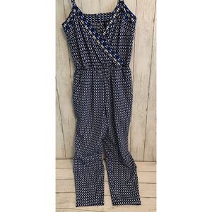 Laundry by Shelli Segal, blue jumper Size 0 Straps Geometric Print